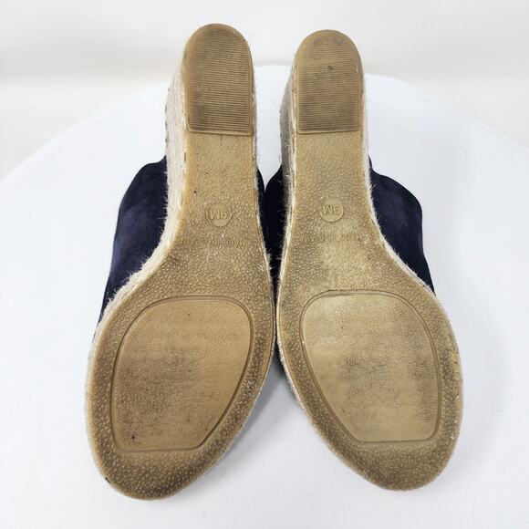 Vince Sutherland Espadrille Wedge Women 9M Navy Blue Suede Toe Strap Slip-on - Picture 11 of 12